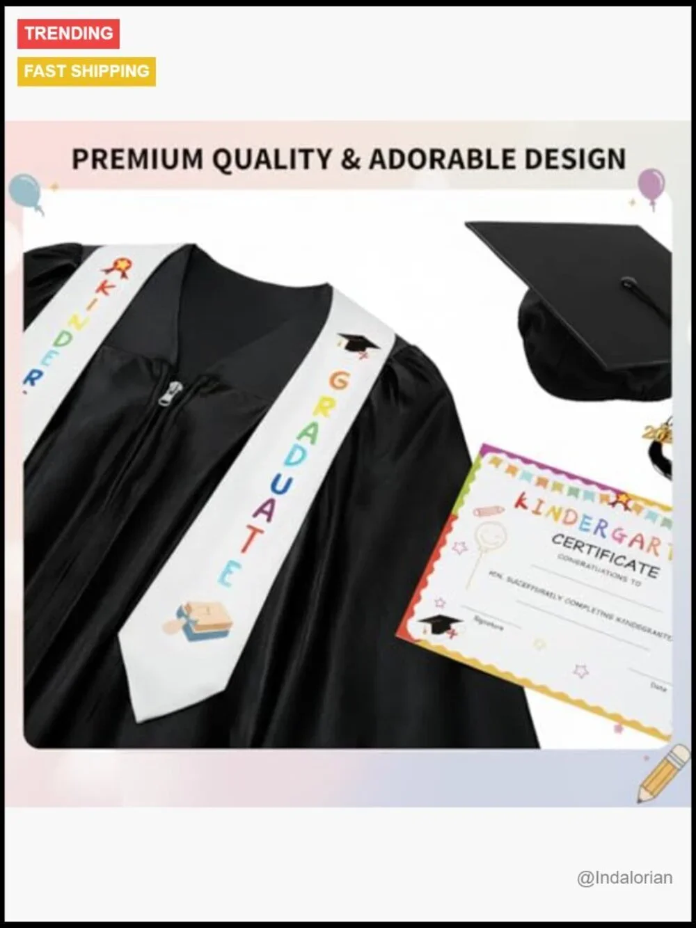 Polyester Fabric Graduation Cap and Gown Set with 2026 Tassel